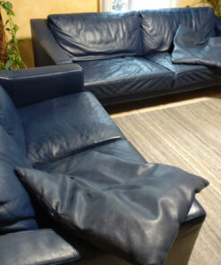 LEOLUX Designer-Sofa-Set, Black Leather, 3 Pcs.