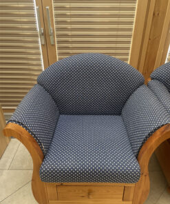 3 Upholstered Armchairs, Dotted Pattern, Solid Wood