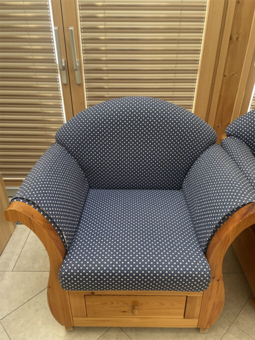 3 Upholstered Armchairs, Dotted Pattern, Solid Wood
