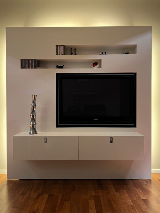 BEHR Vision Wall TV media wall including television and lighting