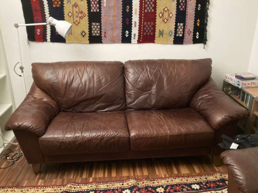 Natuzzi Leather Sofa, Armchair, Brown