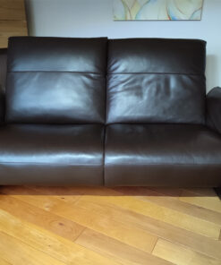 Mustering Black Leather Sofa, 2,5 Seat, Manual Adjustment