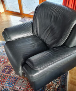 Sofa Suite, Black, Leather, Living Room