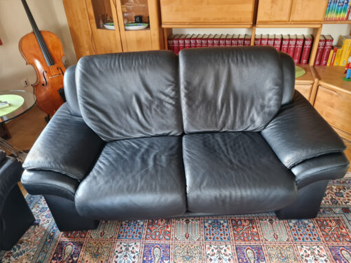 Sofa Suite, Black, Leather, Living Room
