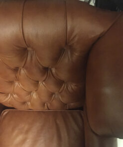 Chesterfield Armchairs, Cognac, Queen-Anne Style