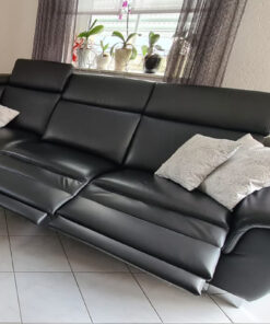 Corner Sofa, Relax Sofa, Black, Leather