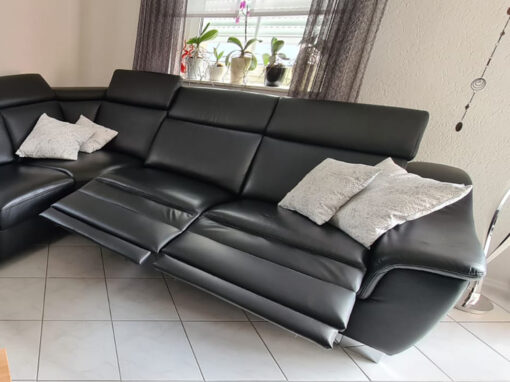Corner Sofa, Relax Sofa, Black, Leather