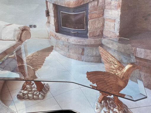 Glass Coffee Table with Eagle-Pedestals