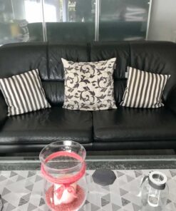 Black Leather Designer Couch Suite