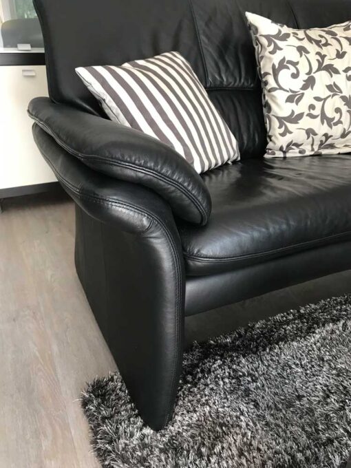 Black Leather Designer Couch Suite