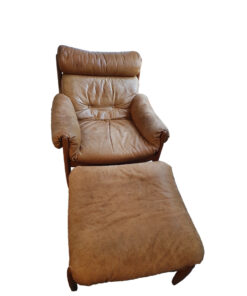 Brown Relax Leather Chair With Ottoman