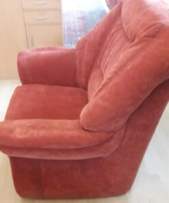 Red 3-Seater Sofa With Matching Armchair