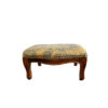 Antique Footstool Made Of Solid Wood With Floral Pattern