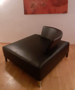 Black Designer Leather Divan Sofa Chair
