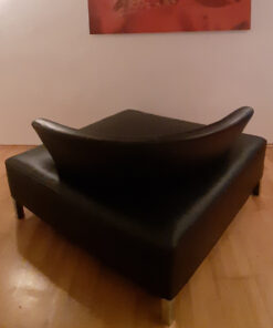 Black Designer Leather Divan Sofa Chair