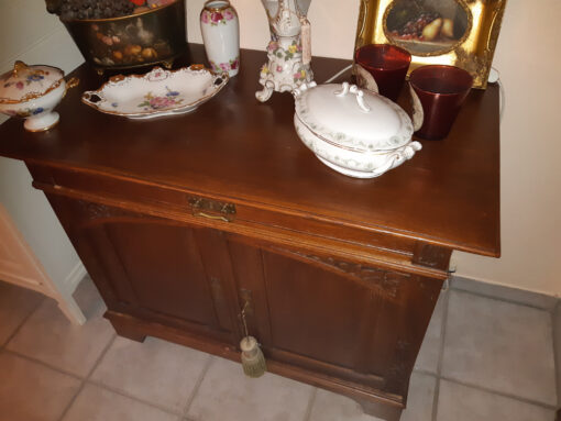 Antique Sideboard Made Of Solid Wood With Floral Carvings