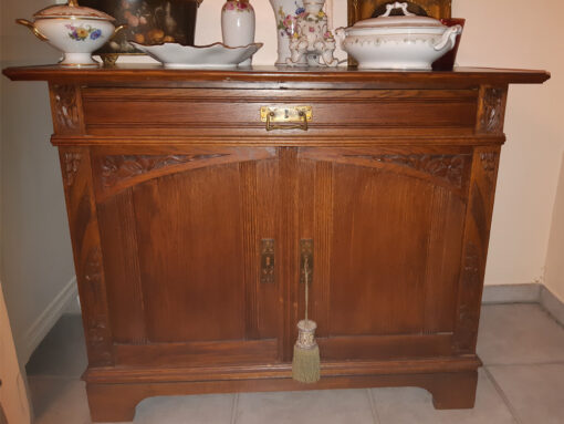 Antique Sideboard Made Of Solid Wood With Floral Carvings