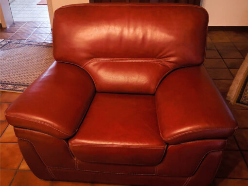 Red Vintage Leather Sofa Suite, 2-Seater And Armchair