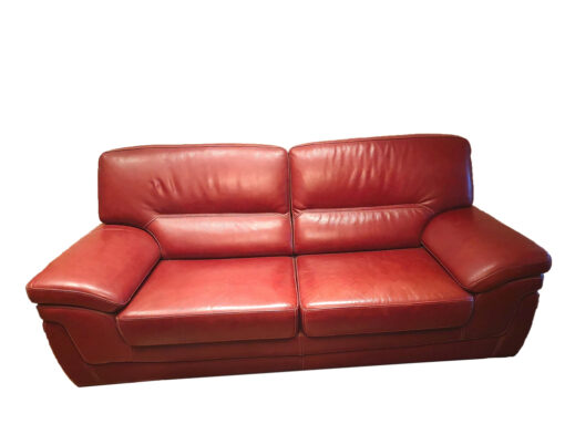 Red Vintage Leather Sofa Suite, 2-Seater And Armchair