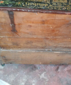 Old Painted Chest, Country Style, Made Of Solid Wood