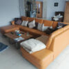 Designer Corner Couch, Brown, 5-7 People