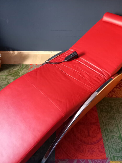 Red Leather Lounger, Electrically Adjustable, With Remote