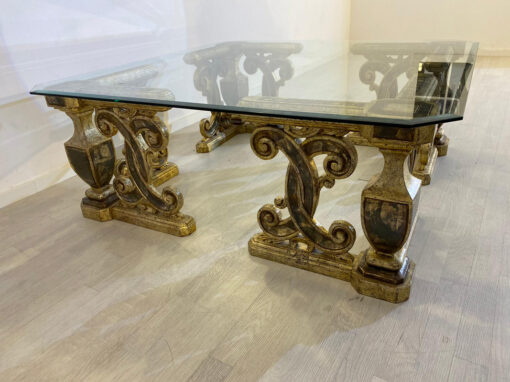 Heavy Glass Table With Decorative Feets, Vintage