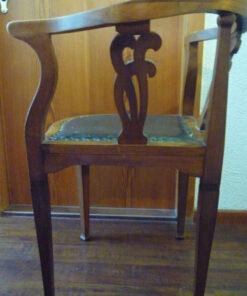 Antique Leather-Covered Chair, Made Of Solid Wood