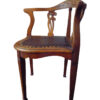 Antique Leather-Covered Chair, Made Of Solid Wood