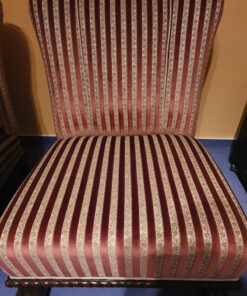 2 Antqiue Upholstered Armchairs With Striped Pattern