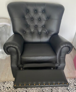 3-Seater Leather Sofa, Armchair, Black