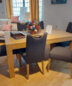 Essgruppe KIRUNA Eiche bianco 160 (240) x 90 cm mit 6 Stühlen mit Griff