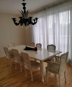 Esstisch Weiss massive Schreinerarbeit +8.Stühle von L. Ashley 2 mit Armlehne, NP 6000