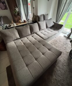 Eck Sofa/Schlafcouch mit Kissen grau 270 cm