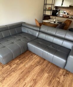 Ledersofa graphit/grau