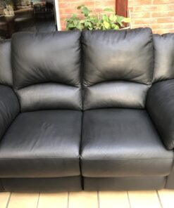 Ledersofa 2-Sitzer schwarz