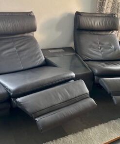 Trapezsofa + 2-Sitzer Mondo Easyline Echtleder anthrazit, 4 Jahre alt, neuwertig